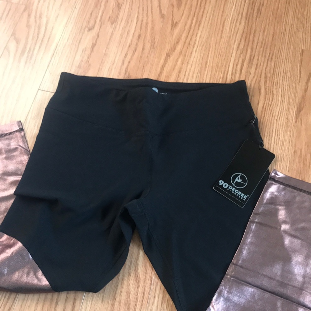 NWT black and rose gold Capri workout leggings